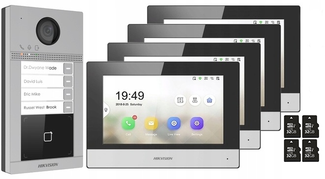 Videodomofon Hikvision 4-lokatórny Ip PoE Set