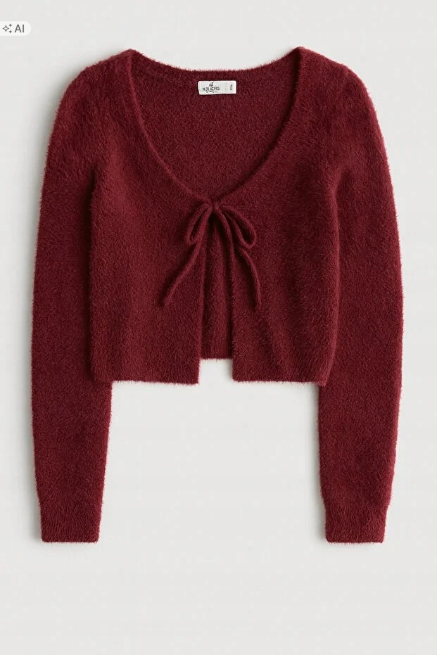 Měkký Krátký Svetr Se Zavazováním V Elegantním Stylu 5IA