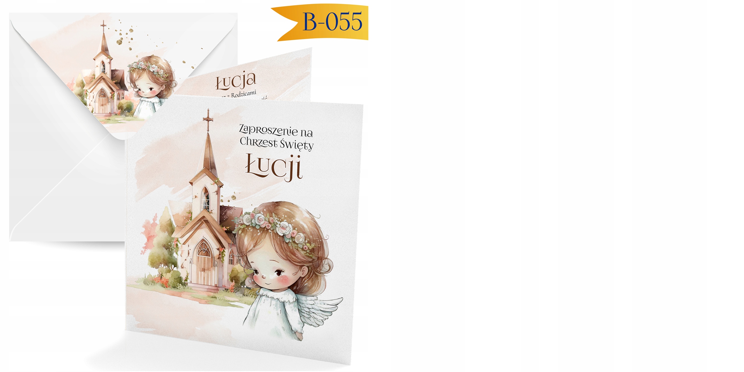 ZAPROSZENIA NA CHRZEST ROCZEK DLA DZIEWCZYNKI CHŁOPCA + KOPERTA Z NADRUKIEM Stan opakowania oryginalne