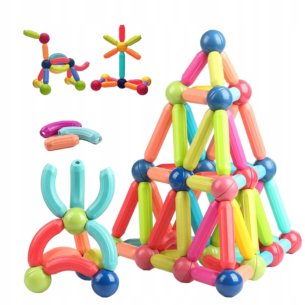 OKTATÓ NAGY MÁGNESES ÉPÍTŐKOCKÁK MAGNETIC STICKS 64 db-os