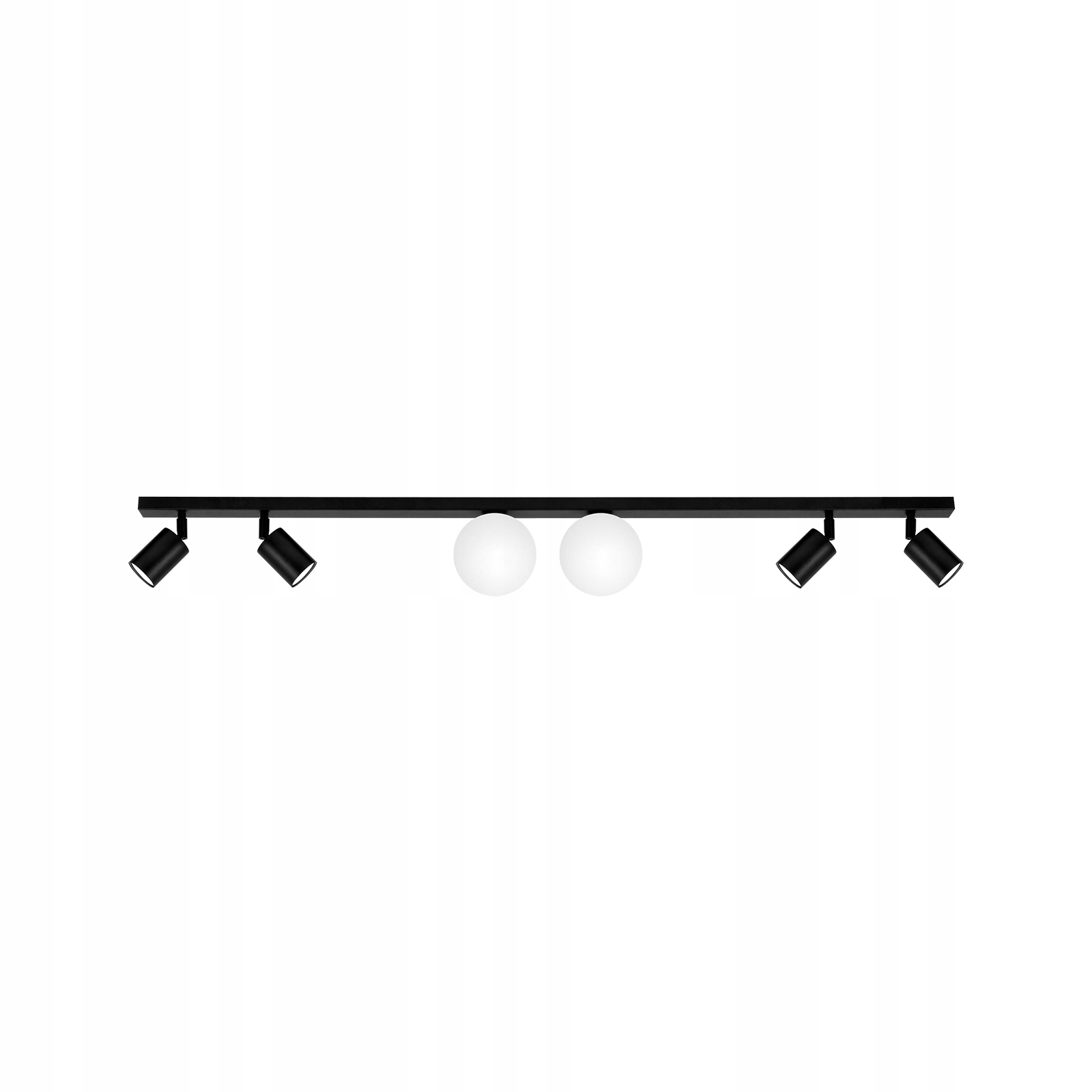 lampa sufitowa czarna żyrandol lampa plafon na listwie białe mleczne kule