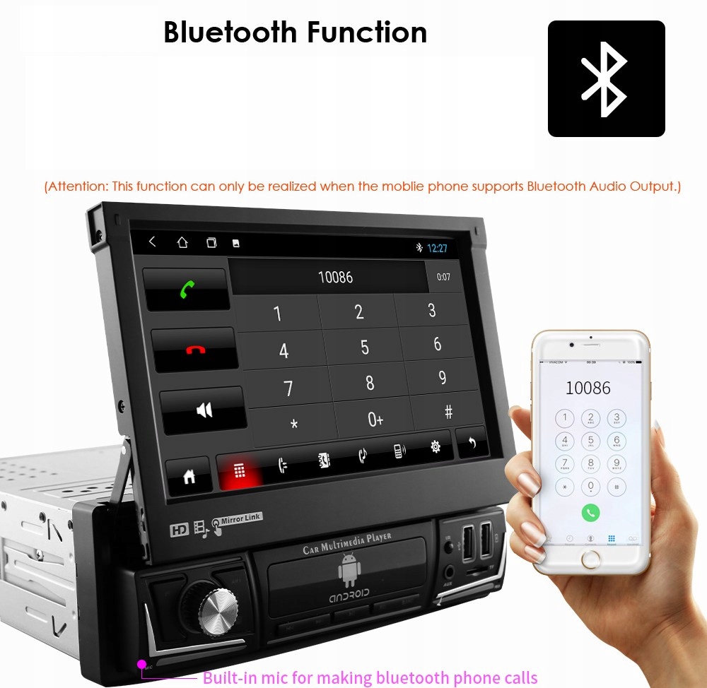 Radio uniwersalne 1DIN ANDROID 12 GPS Wifi 2/32G Model j1145