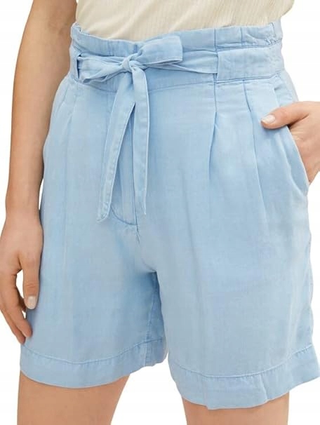 Tom Tailor Modré Kraťasy S Vysokým Pasem A Páskem 40 6FA