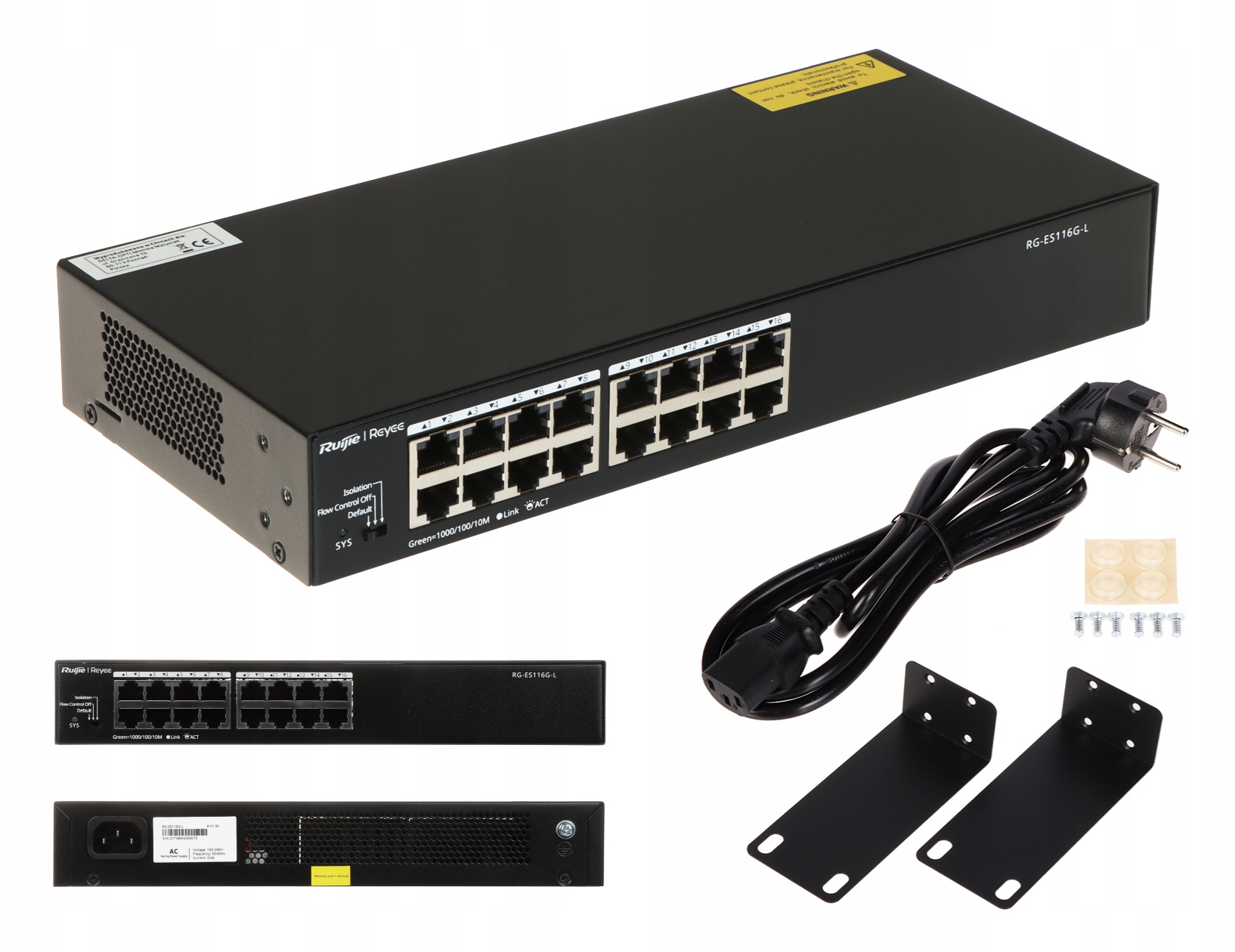 Switch 16-portowy niezarządzalny Ruijie Reyee RG-ES116G-L Non-PoE