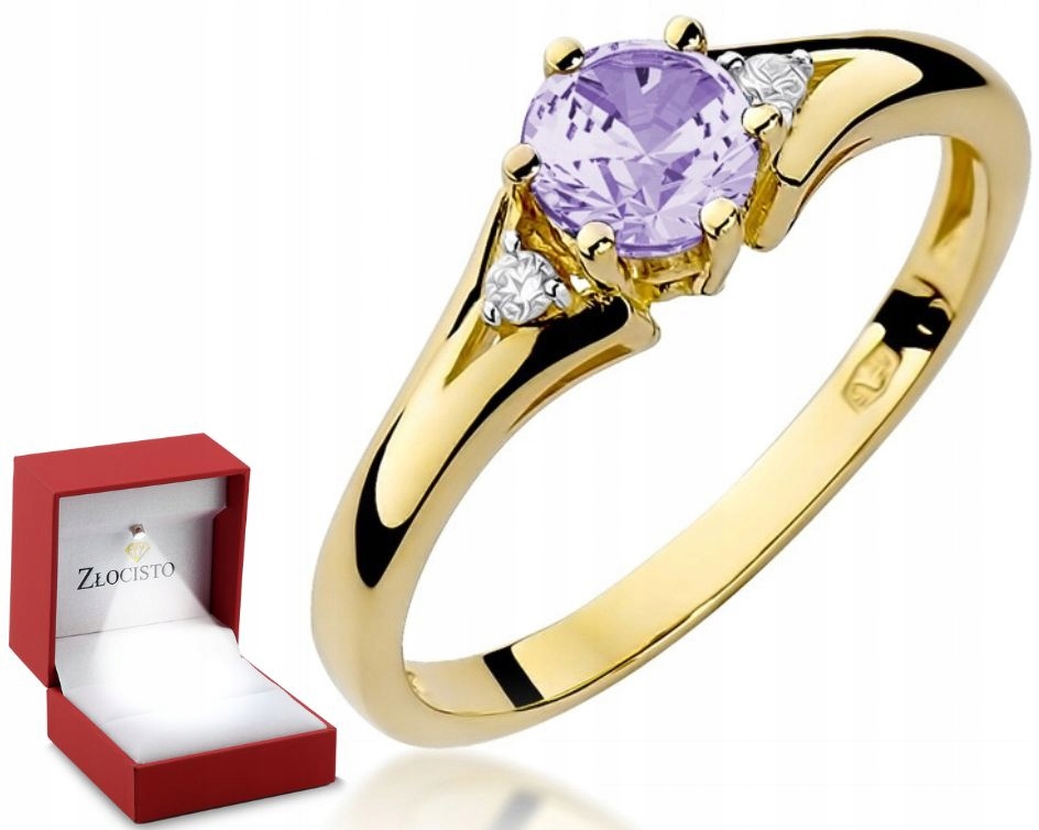 Prstýnek s ametystem a brilianty Gravírování Bonus