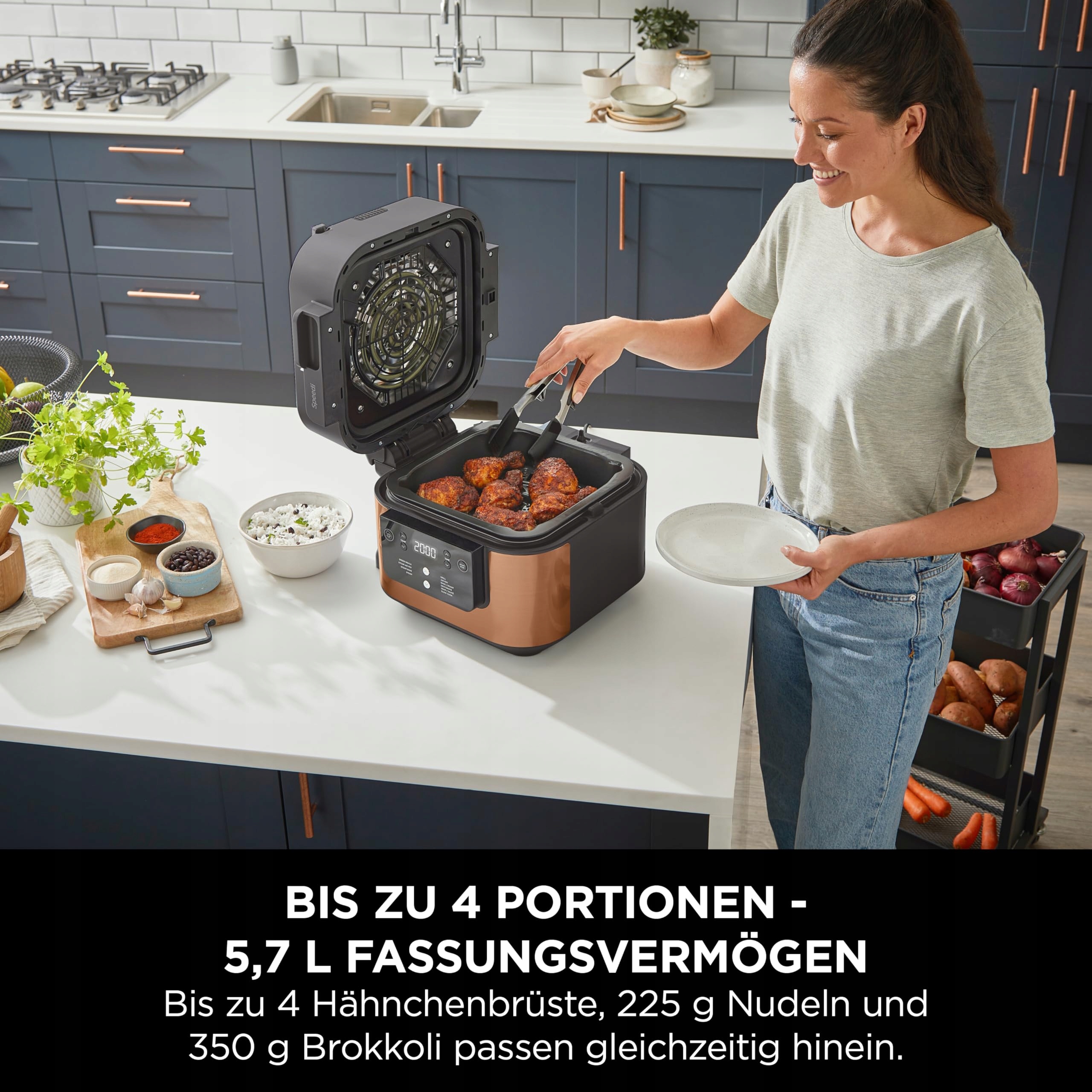 NINJA Speedi Multicooker 5.7L 10-in-1 Fryer Slow Cooker Grill Black Copper — miniatura 7