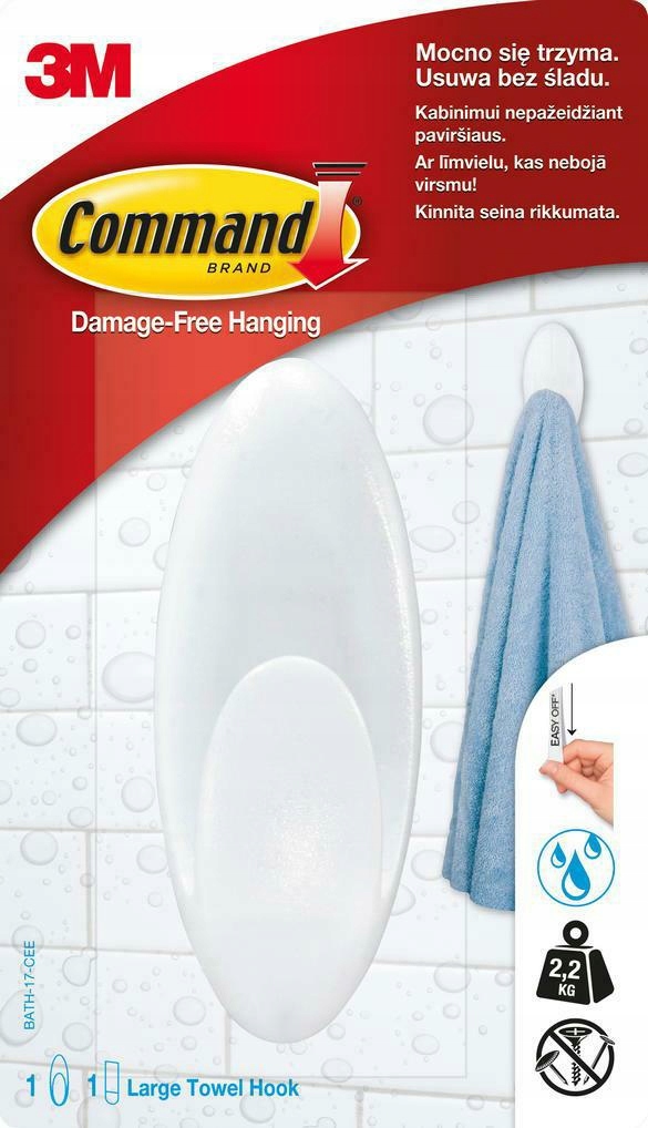 3M BATH17 Command Haczyk łazienkowy biały 1szt