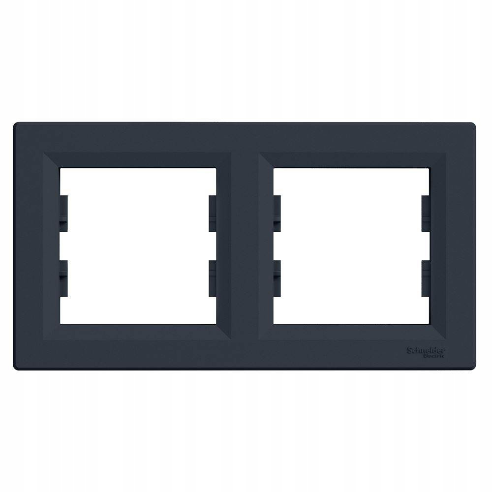 SCHNEIDER ASFORA RAMKA PODWÓJNA POZIOMA DO GNIAZDKA KONTAKTU CZARNA