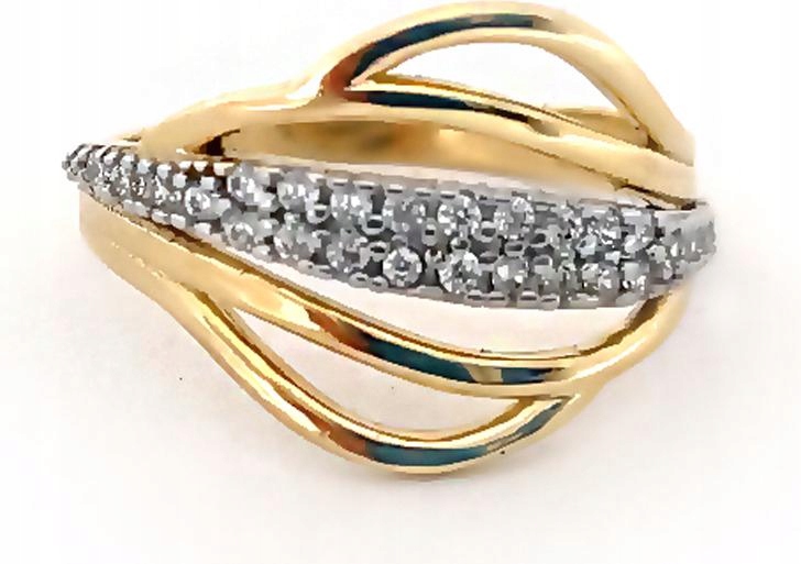 Zlatý prstýnek 585 zirkony 2,75g ažur 14r, módní elegantní vzor 14kt