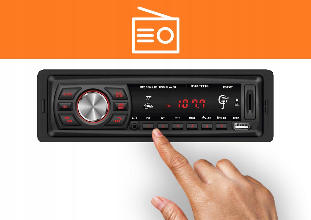RADIO SAMOCHODOWE RADIOODTWARZACZ BLUETOOTH FM 1DIN USB MP3 AUX SD LED RDS Pilot w zestawie nie