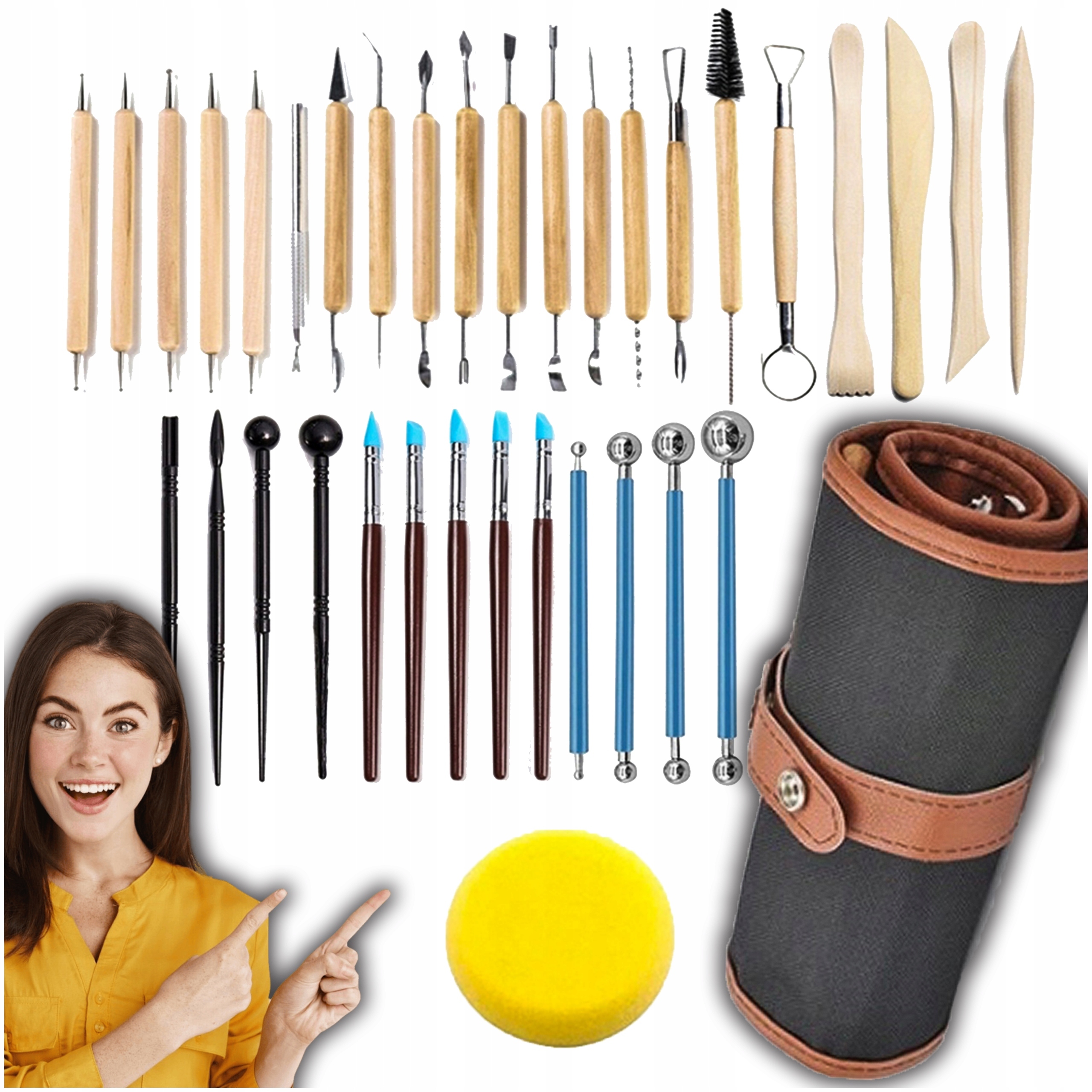 Sada XL Nástrojů Pro Modelování Řezbářství V Hlíně Pouzdro 36 Prvků