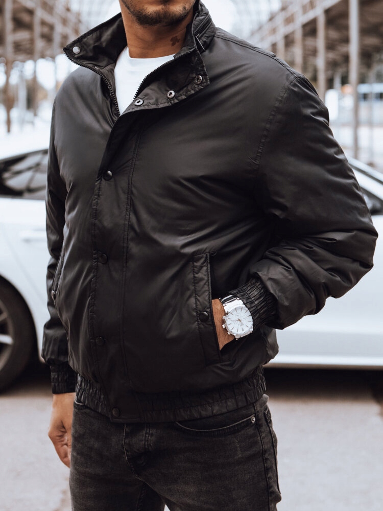 MĘSKA KURTKA PRZEJŚCIOWA Z KAPTUREM CZARNA tx4583 - XXL Rozmiar XXL