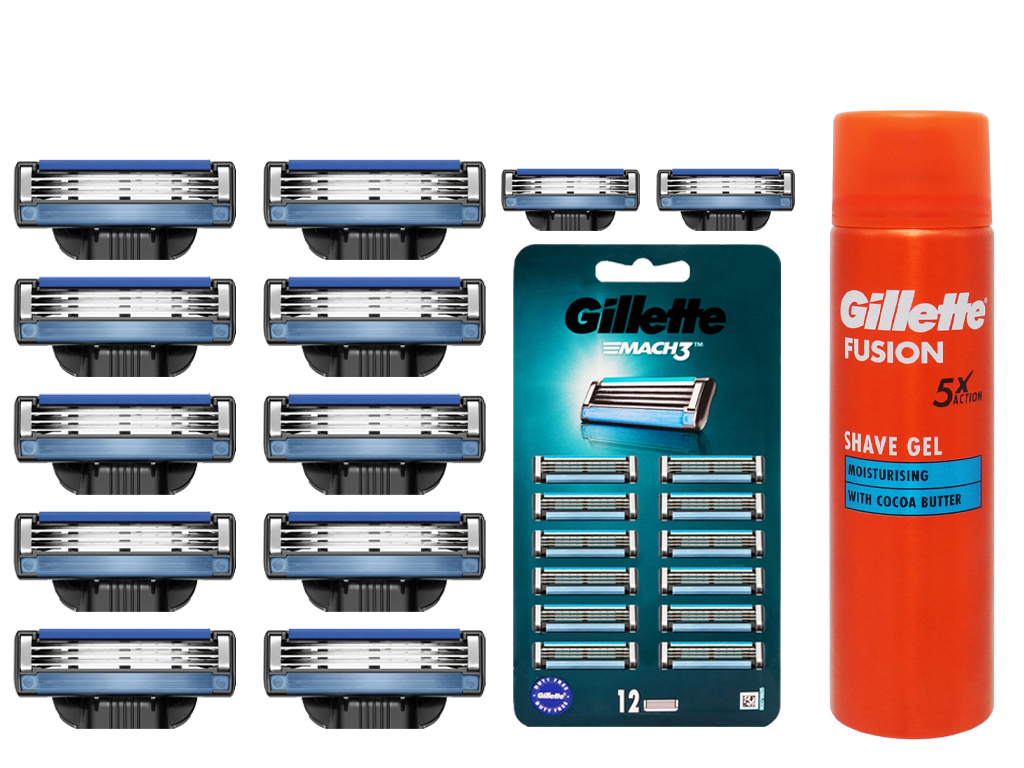 Vložky Do Strojku Gillette Mach 3 Čepele Do Strojku MACH3 x12 Gel