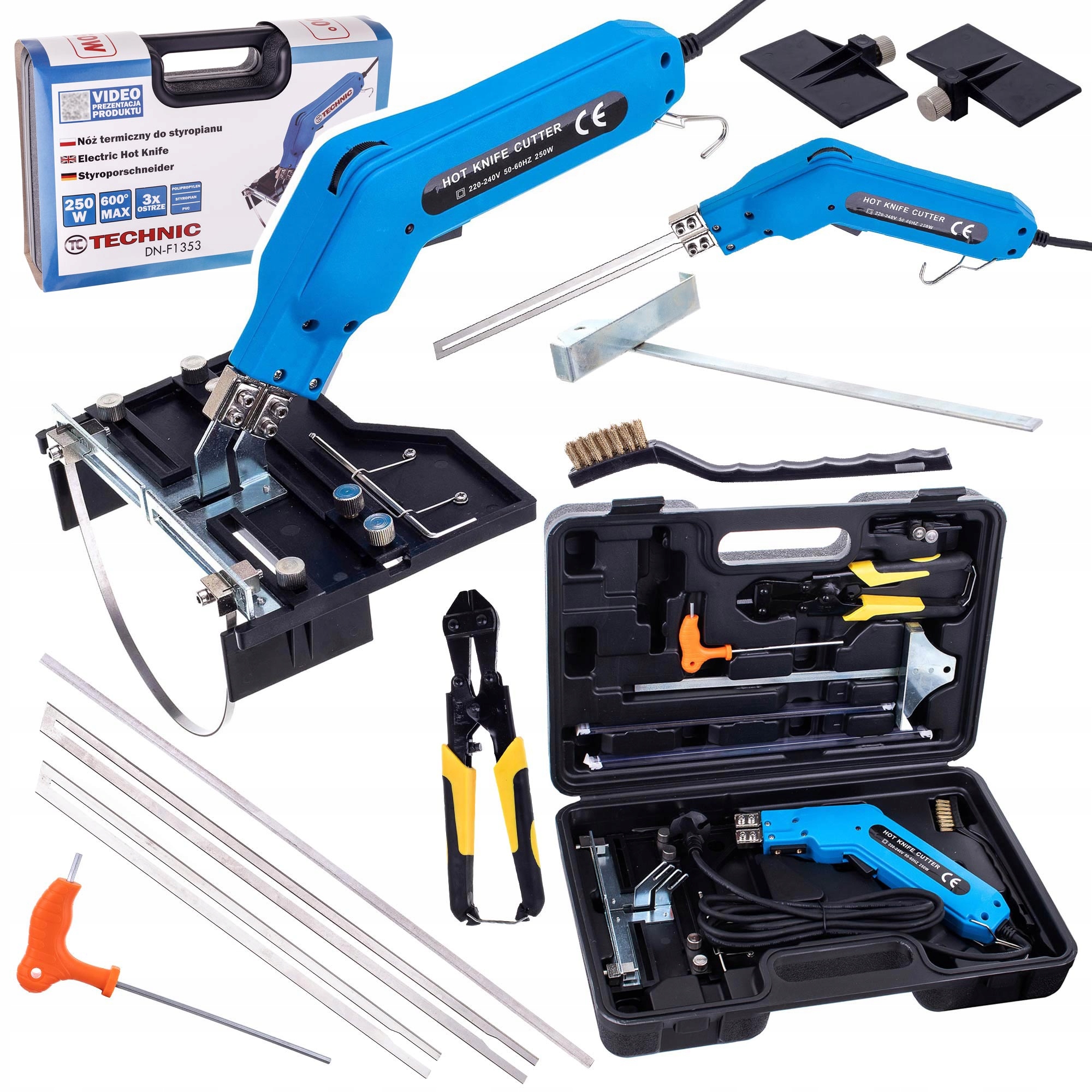 Nůž Na Řezání Polystyrénu 250W Vyřezávač Boniarka Drážkovačka 3xOSTŘÍ