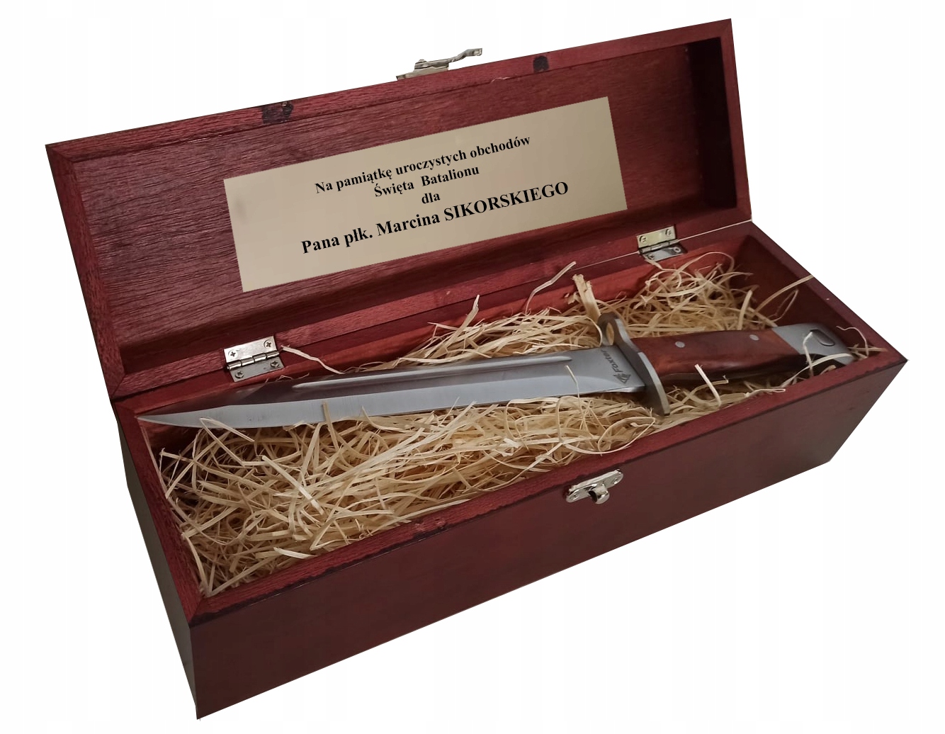 Bagnet Wojskowy AK-47 Kałasznikow Grawer Pudełko 35cm