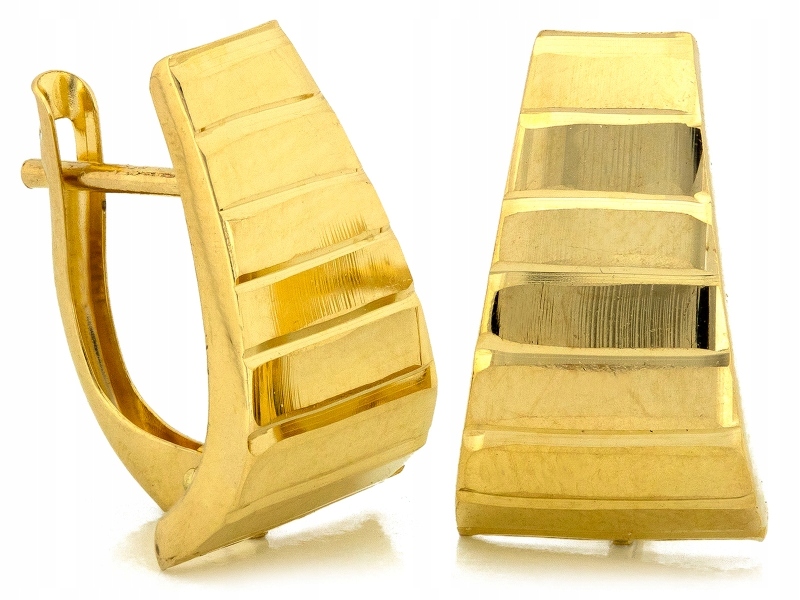 Náušnice zlaté 585 elegantní plechy s zdobením anglické zapínání 14k