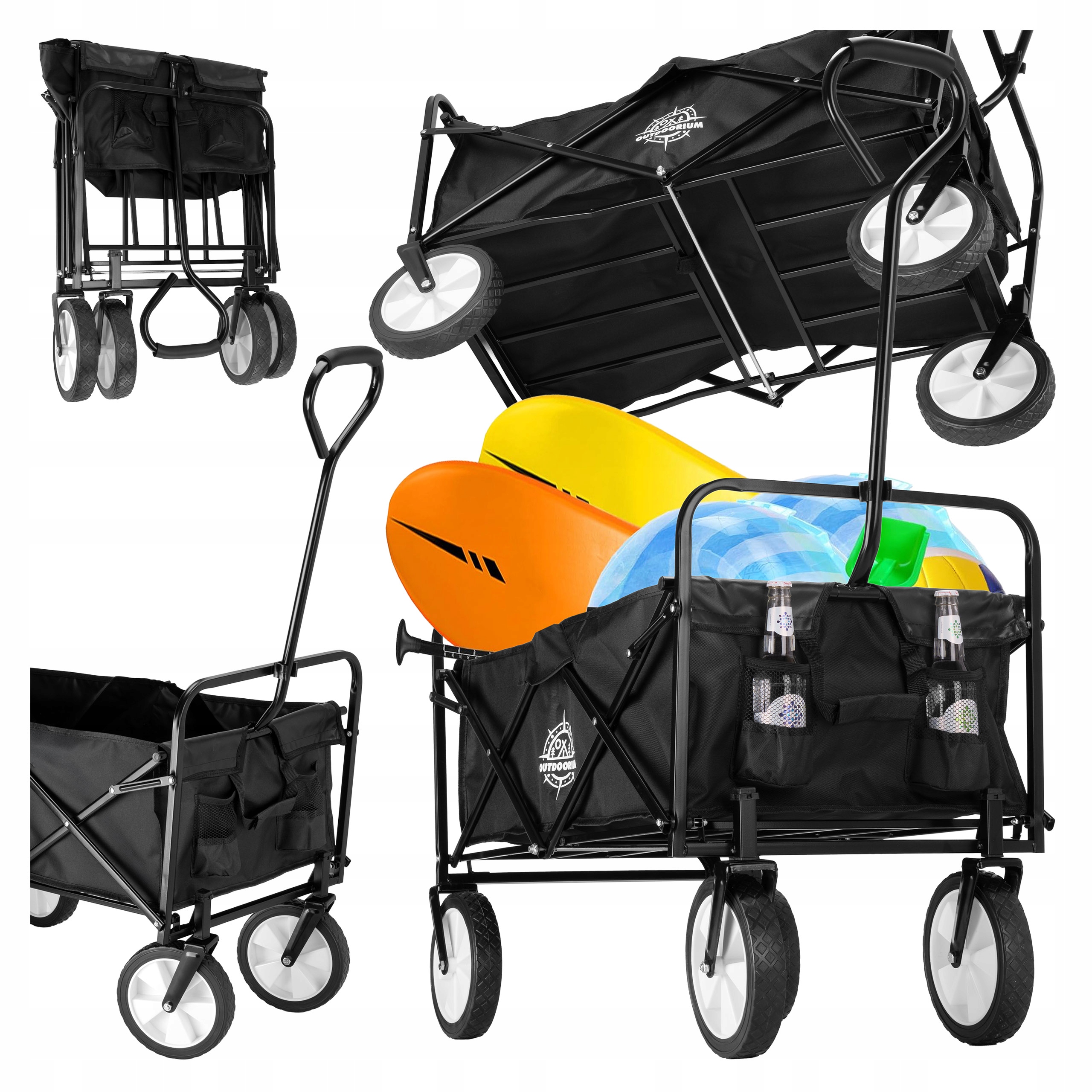 Skládací Plážový Vozík, Černý, Přepravní, Turistický, Kempingový
