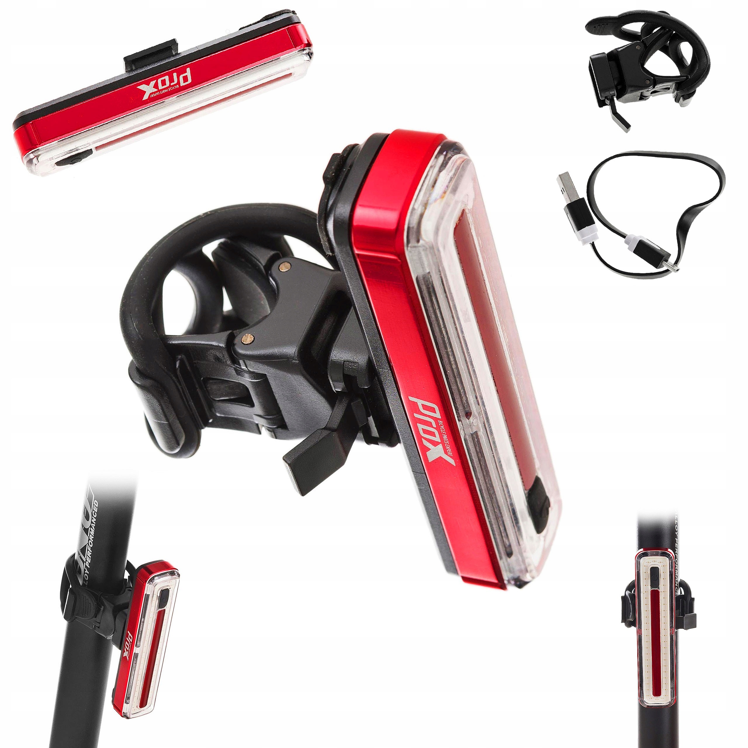 LAMPKA ROWEROWA TYLNA PROX MINOR 60 LM USB Zasilanie akumulator