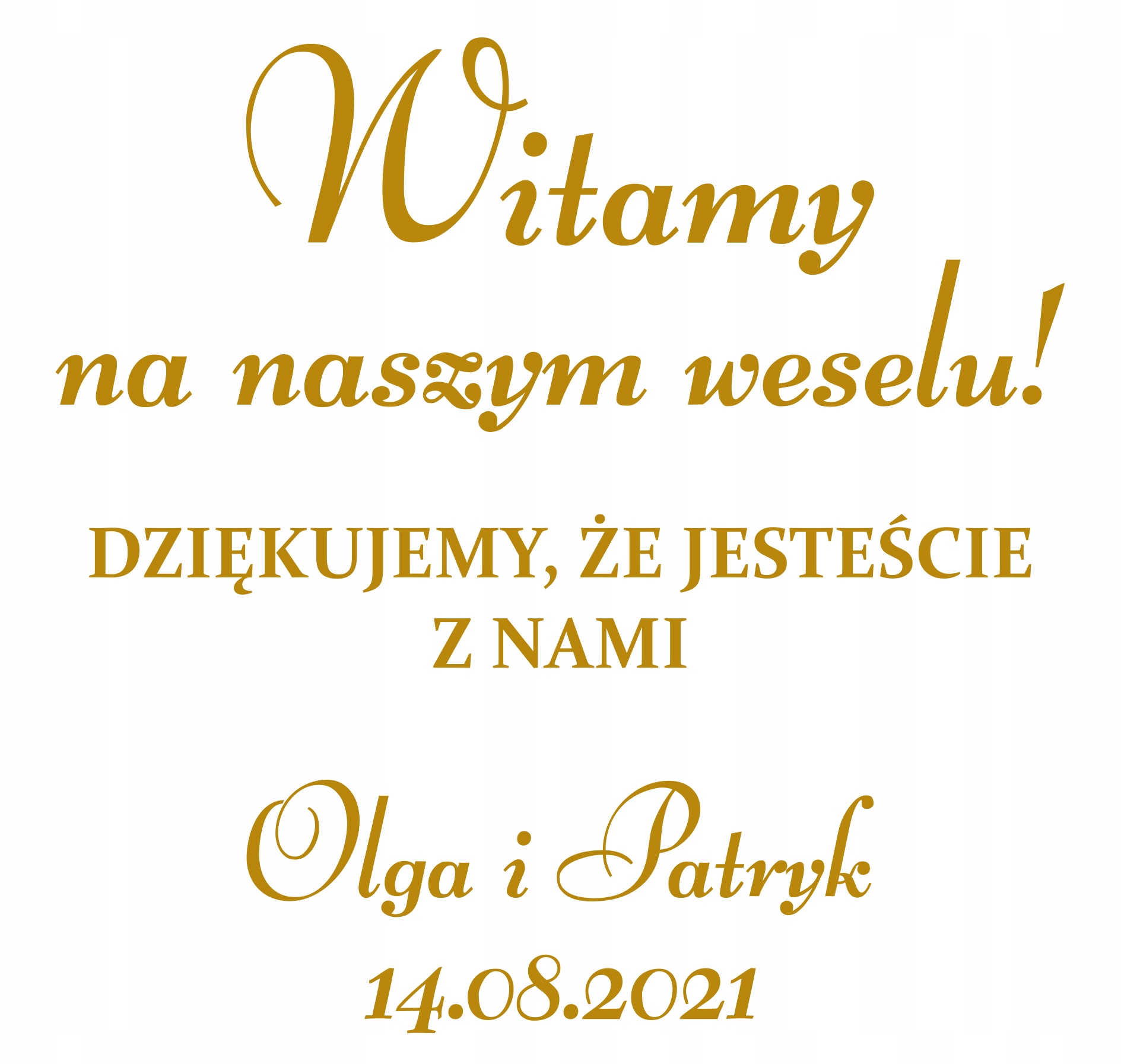 naklejka WITAMY Twoje imiona i data 45x44cm wesele