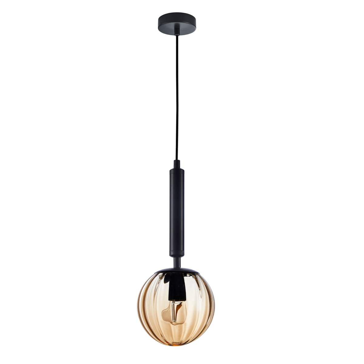 Italux Závěsná lampa Ravena černá E27 sklo 20 cm stmívatelná IP20