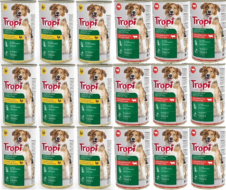 Levně Krmivo mokré Tropi 1250 g MIX Chutí pro psa 18ks