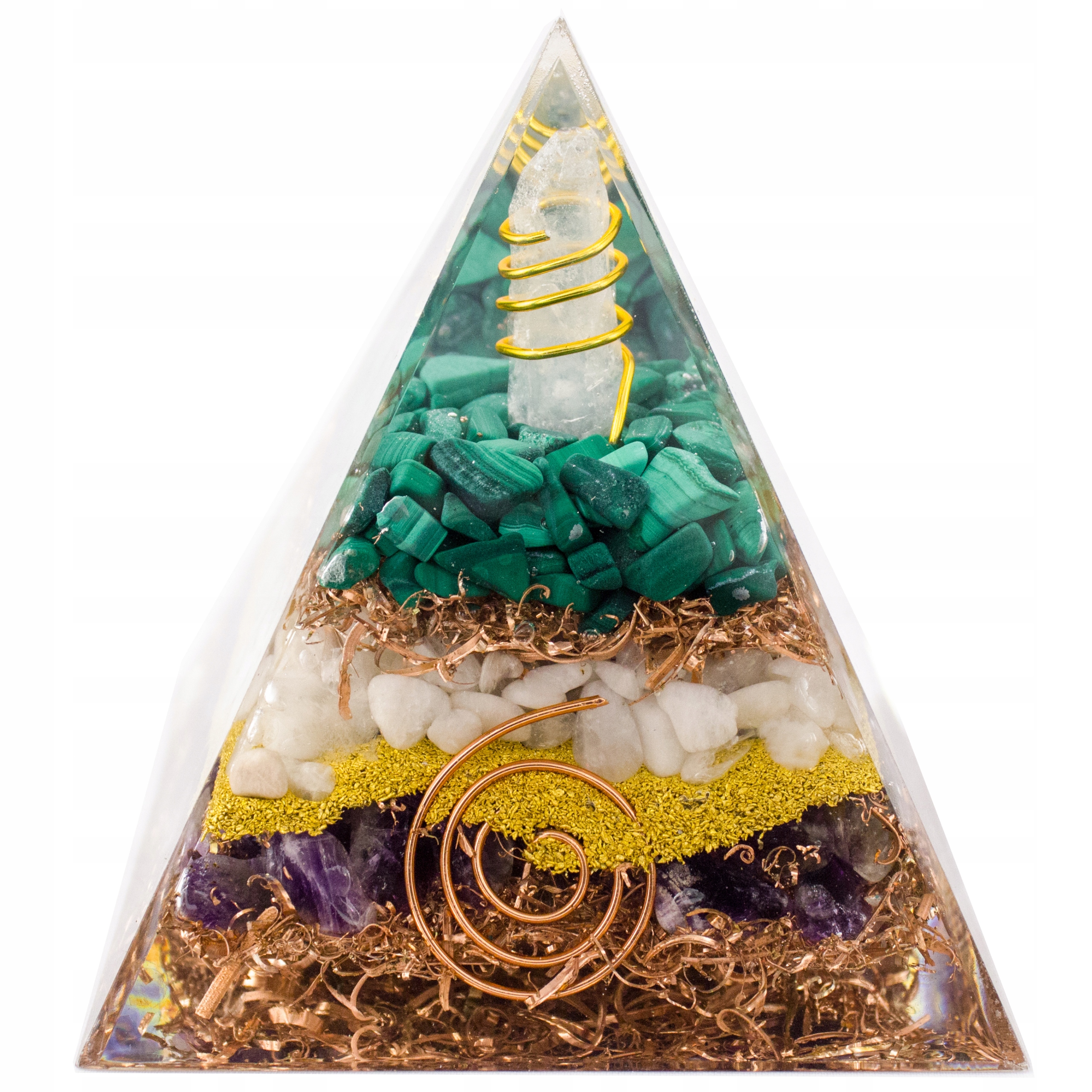 Piramidka Orgonit Malachit Ametyst Topaz Biały Kryształ Ametyst Feng Shui 8