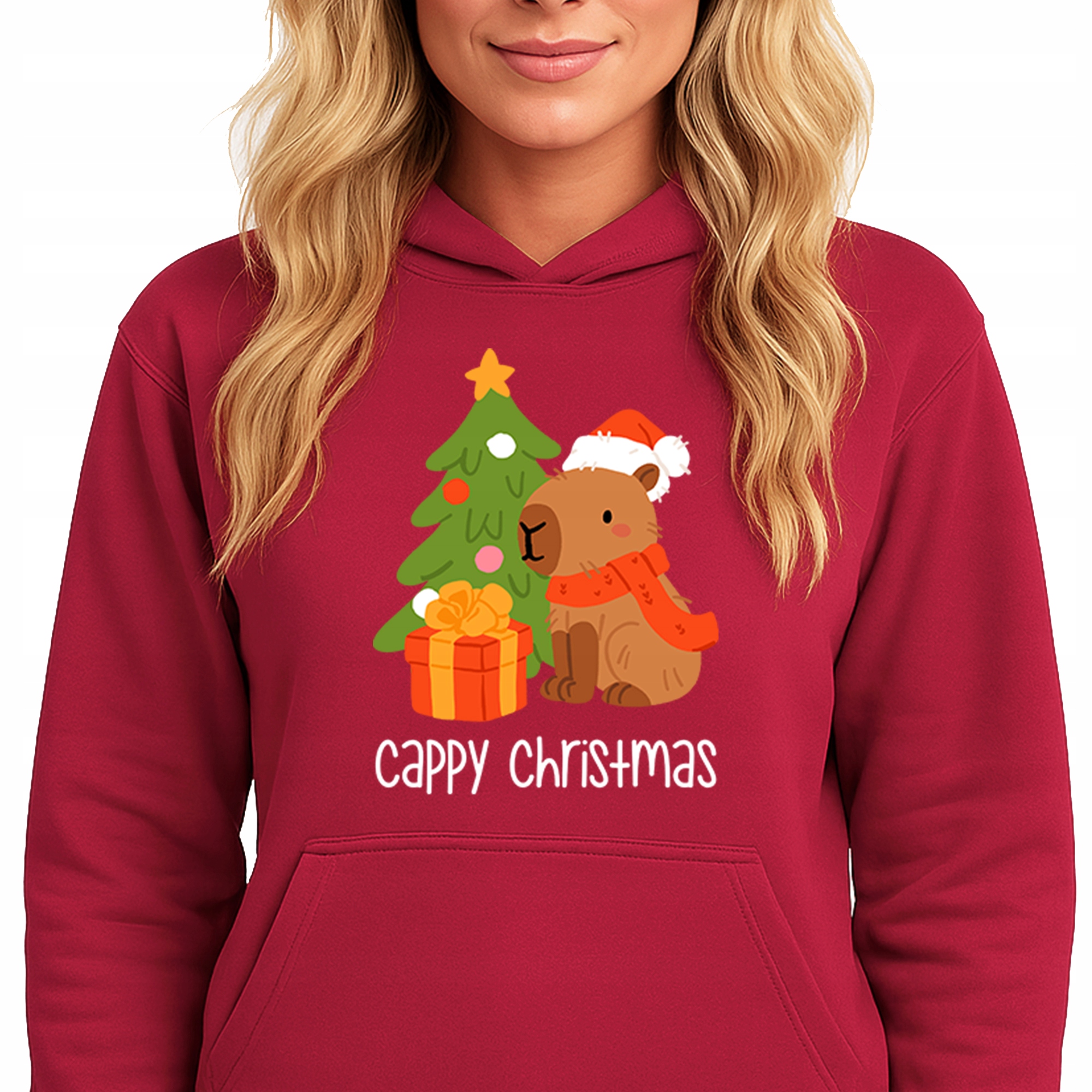 Mikina S Kapucí Červená Hoodie Vánoční Dárek Cappy Christmas Vel XL