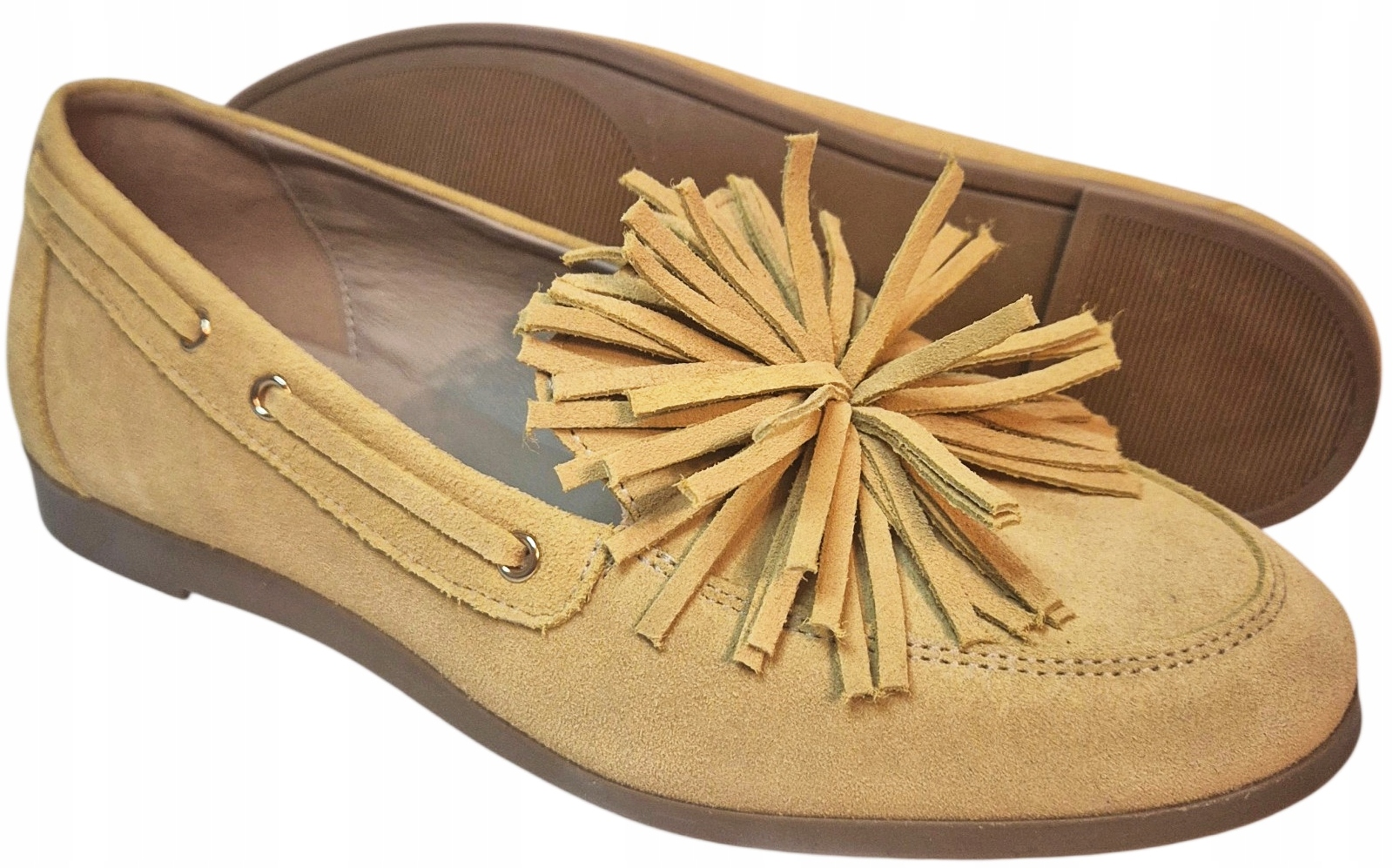 Gamis 8217 Balerína Žlutá s bambulí, semišová kůže vel 36