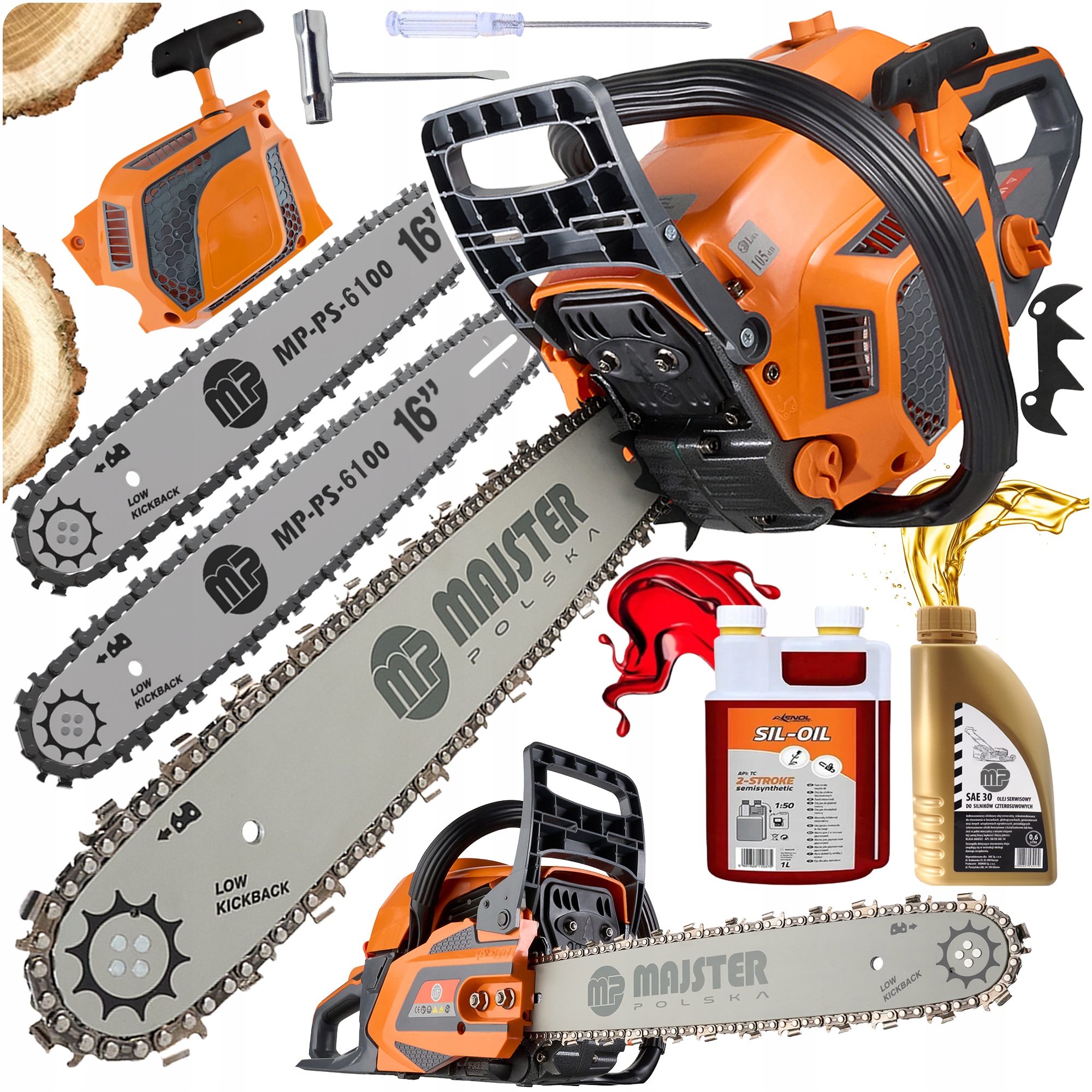 Piła Spalinowa Pilarka Łańcuchowa 5,7km 58cm3 2x łańc/prowad/Olej Mocna XXL