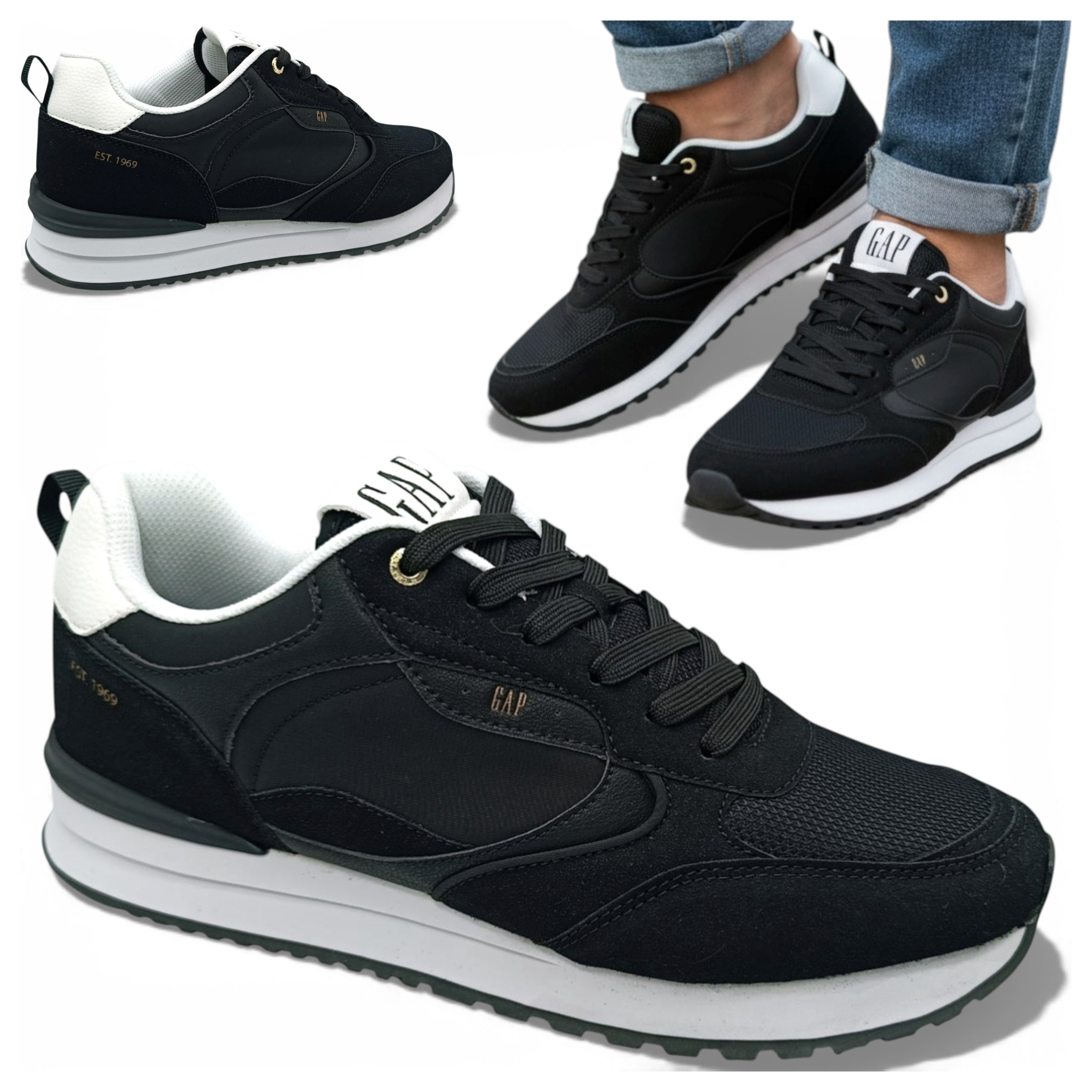 Pánské sportovní tenisky 45 Gap Pohodlné šněrovací polobotky Módní černé