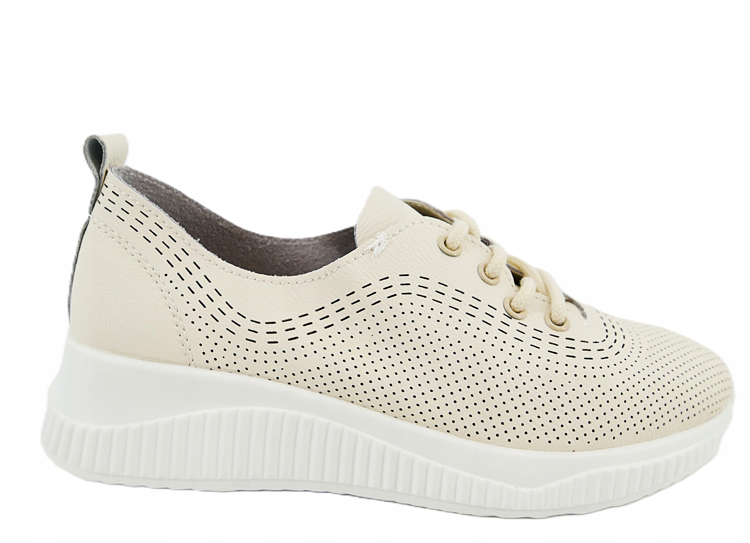 Goodin Přírodní Kůže Dámské Jarní Polobotky Lehké Pohodlné Krémové R37