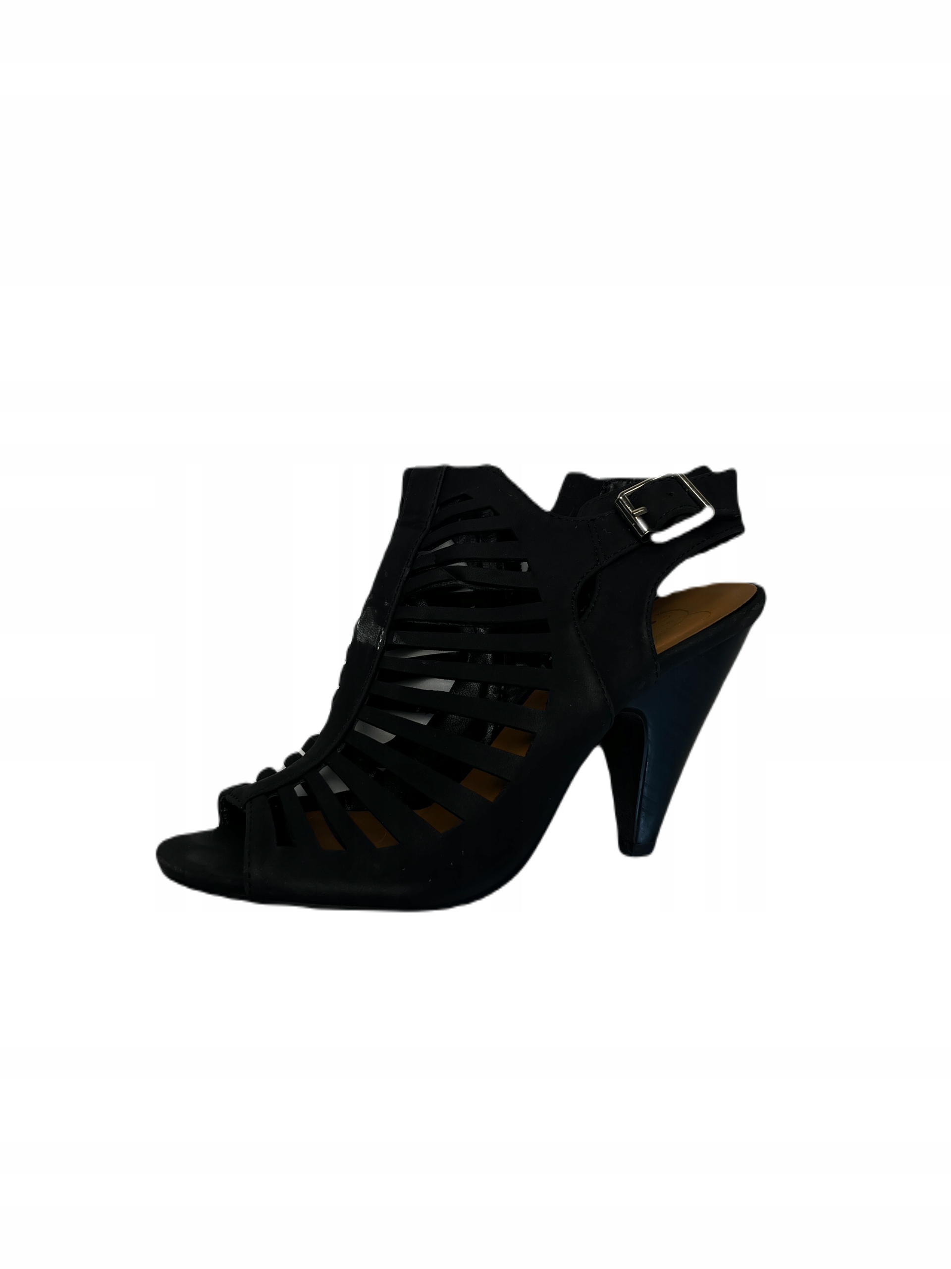 Černé nazouváky na sloupku, zip, velikost 38