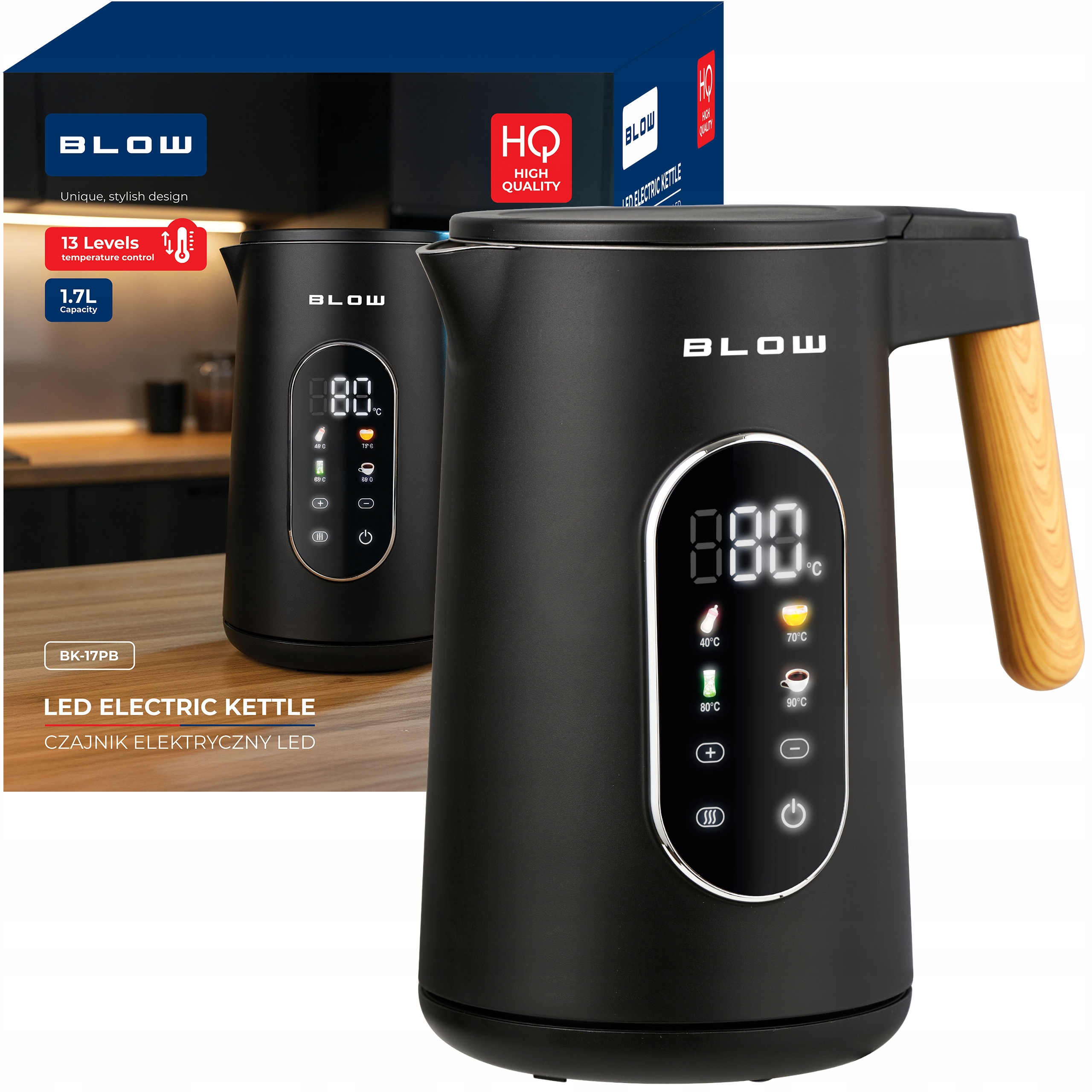 Elektrická Konvice Černá 2500 W 1,7 L Bezdrátová Regulace Teploty