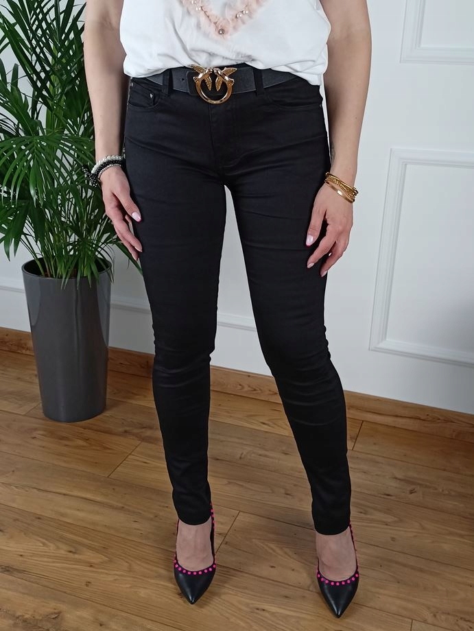 Jeansy Czarne KLASYCZNE Wyszczuplające 40 / L Materiał dominujący bawełna