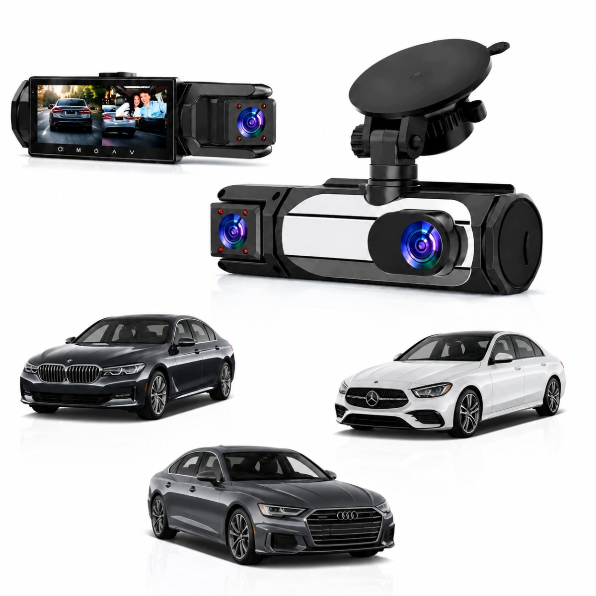 Rejestrator Wideo Dual Dashcam Wifi Super-kondensator 64GB 1080P Nowy