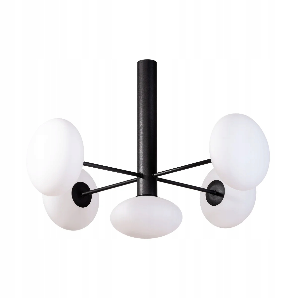 Čierna stropná lampa s bielymi sklenenými tienidlami 5 bodov do obývacej izby a jedálne Zuma Line