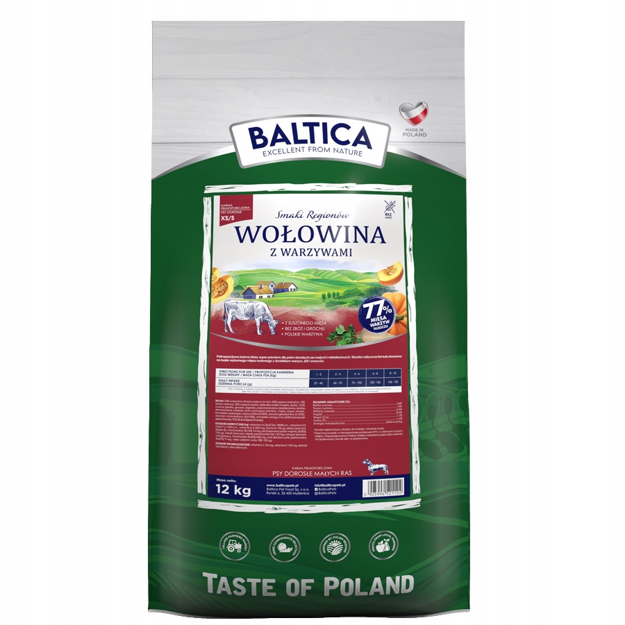 Levně Baltica Chutě regionů Hovězí maso se zeleninou Xs/s 12 kg