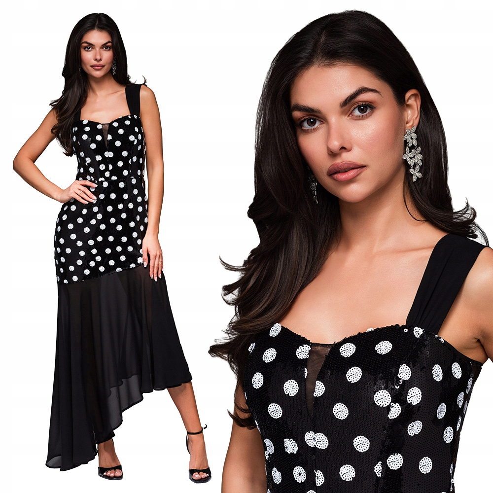 Černá módní šaty sukně s puntíky LaRica LA-OM-DLR245 velikost M