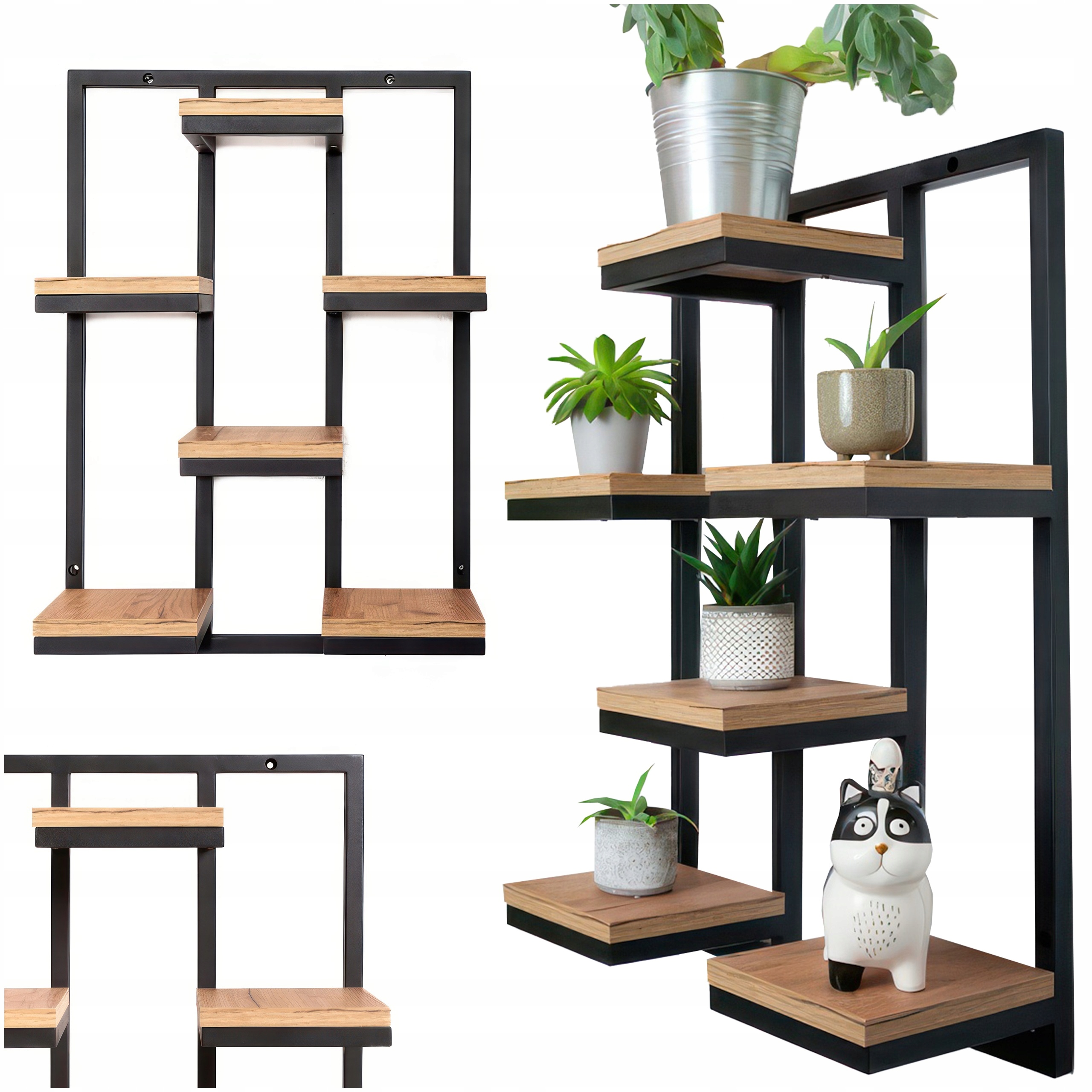 Držiak Na Kvetináč Na Stenu Kovový Drevený Loft Kaskádová Predsieň 70