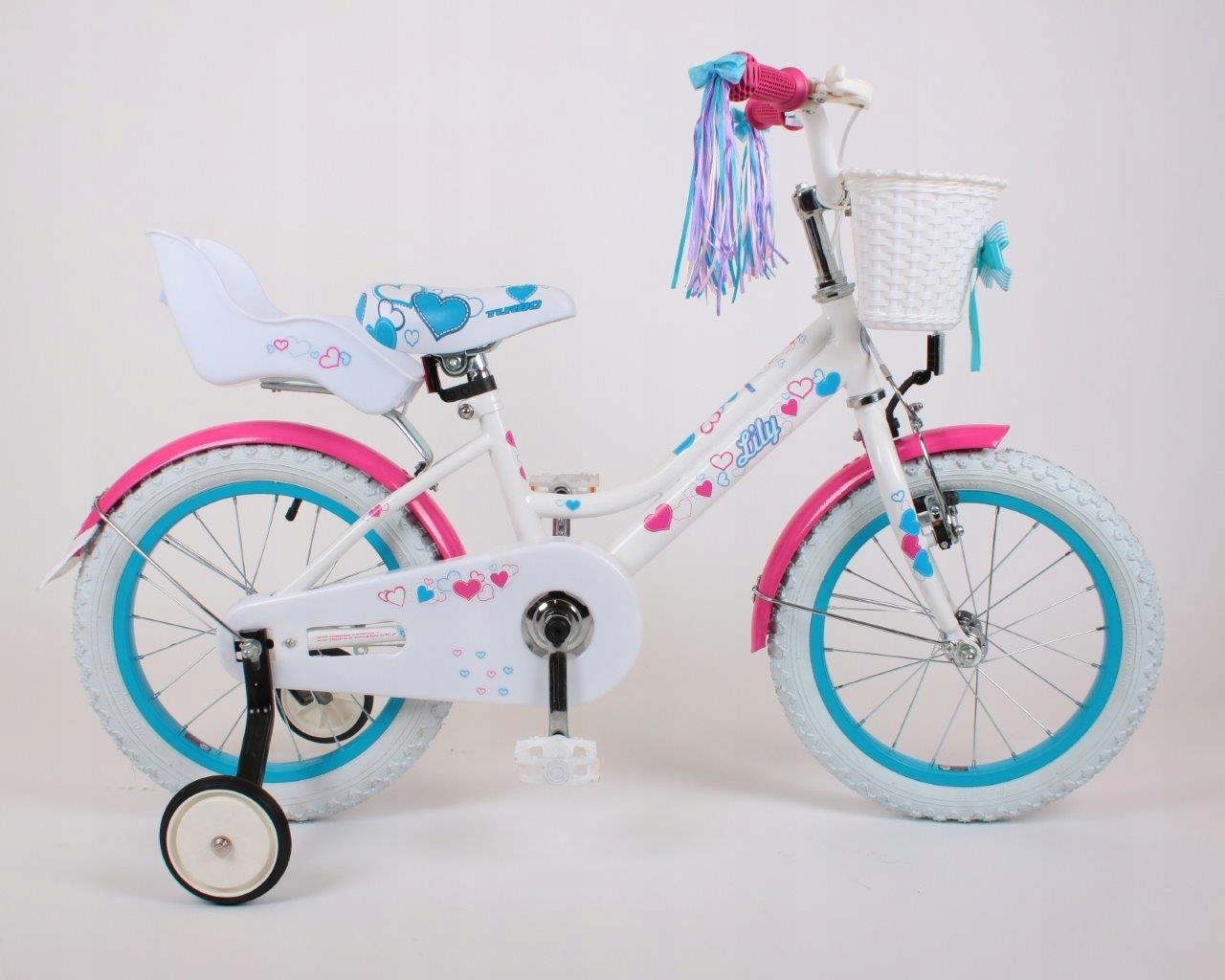 Rower dziecięcy Turbo Lily koło 16 " biało różowy Polski Producent