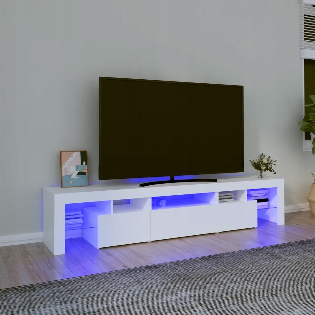 Tv skříňka s Led osvětlením bílá 200x36,5x40 cm Bílá 3152810