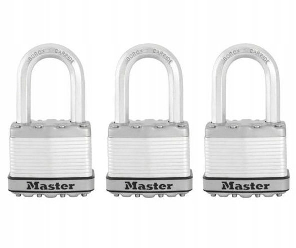 Sada 3ks titánových visiacich zámkov M5EURTRILF Master Lock Excell 50mm