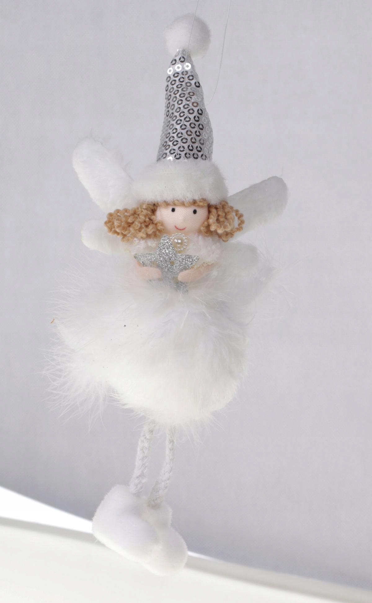 Anioł z gwiazdką w białych piórach 24cm Motyw inny