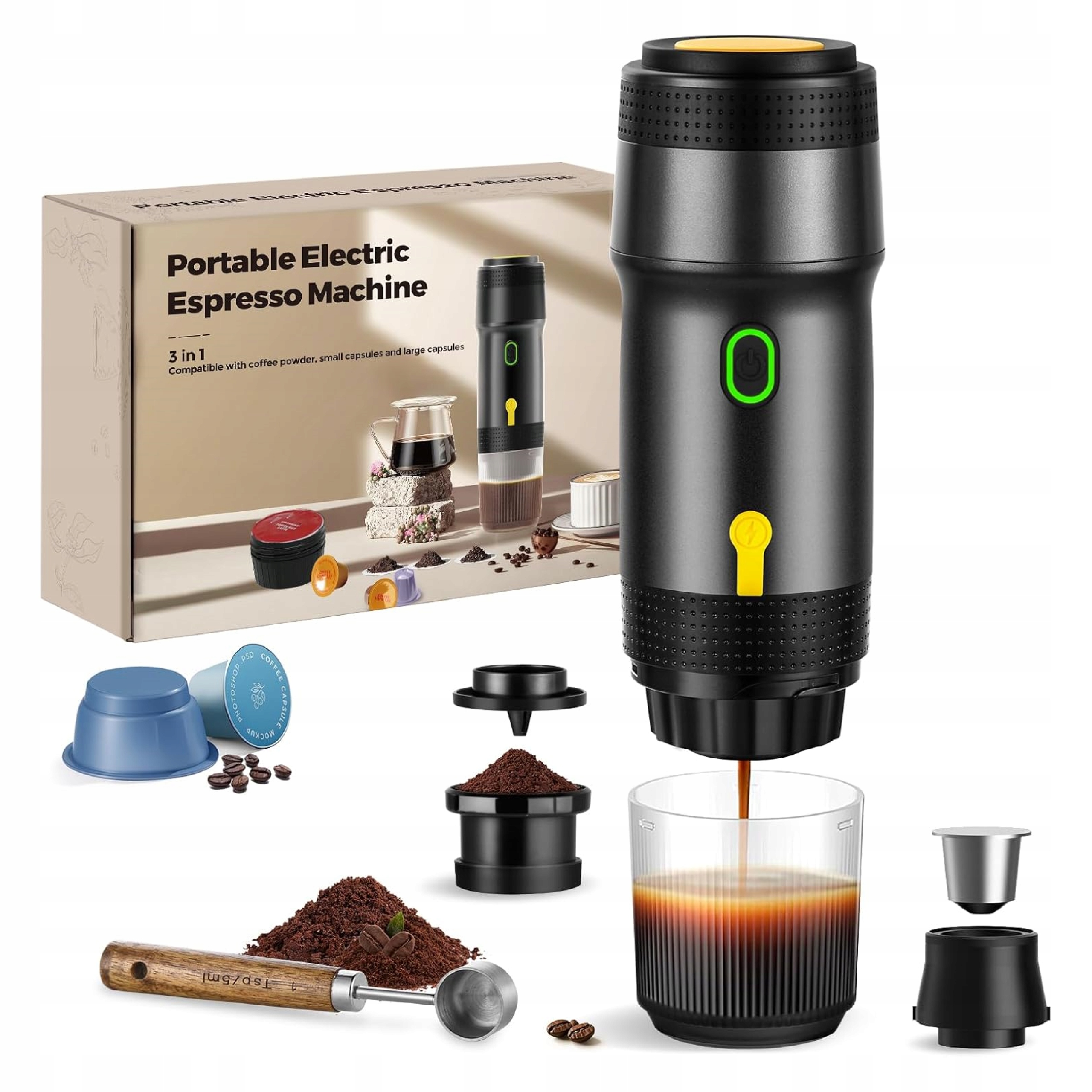 Přenosný Kávovar 72V 3V1 Turistický Bezdrátový Do Auta