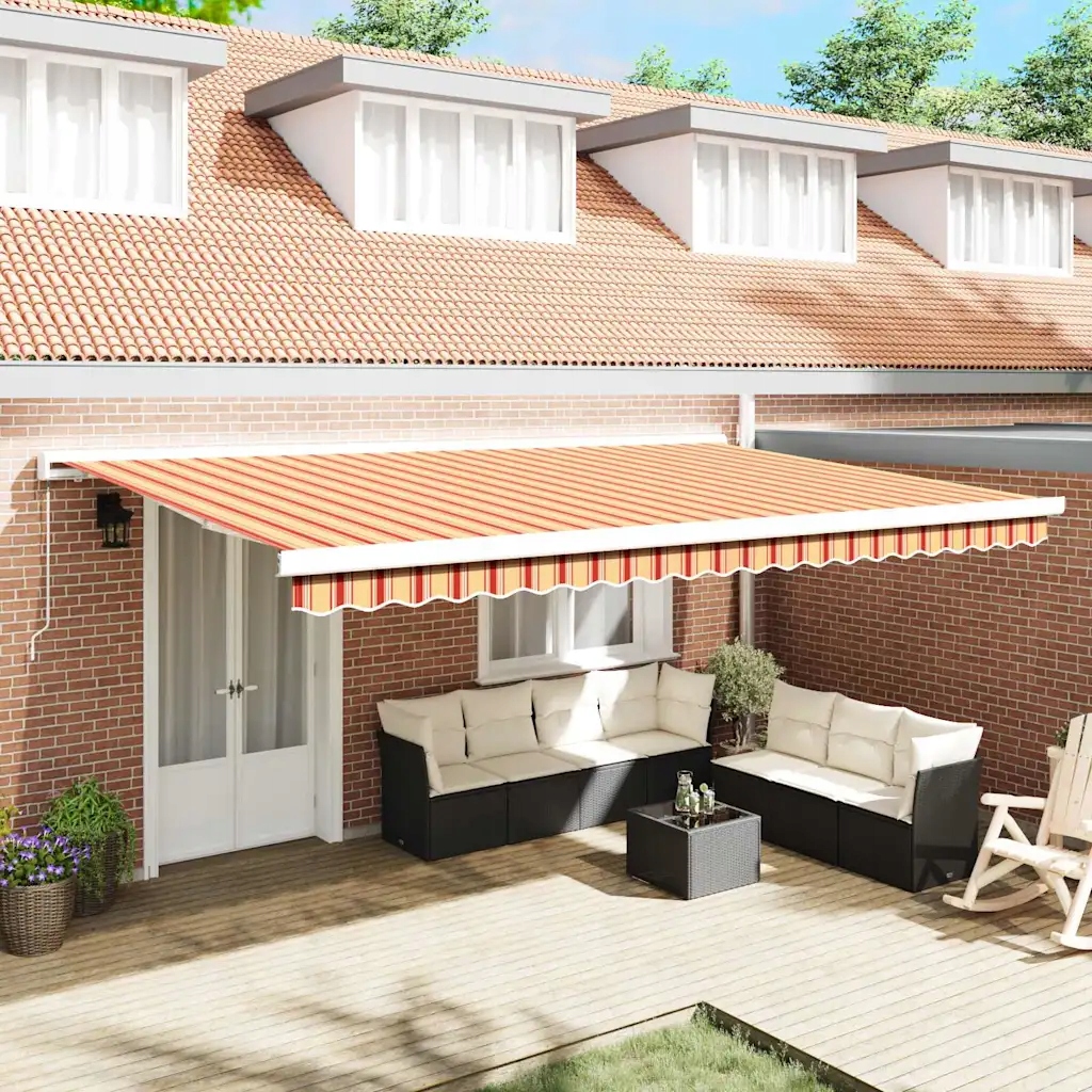 vidaXL Budsorovatelné zastřešení Žlutá a oranžová 500 × 300 cm
