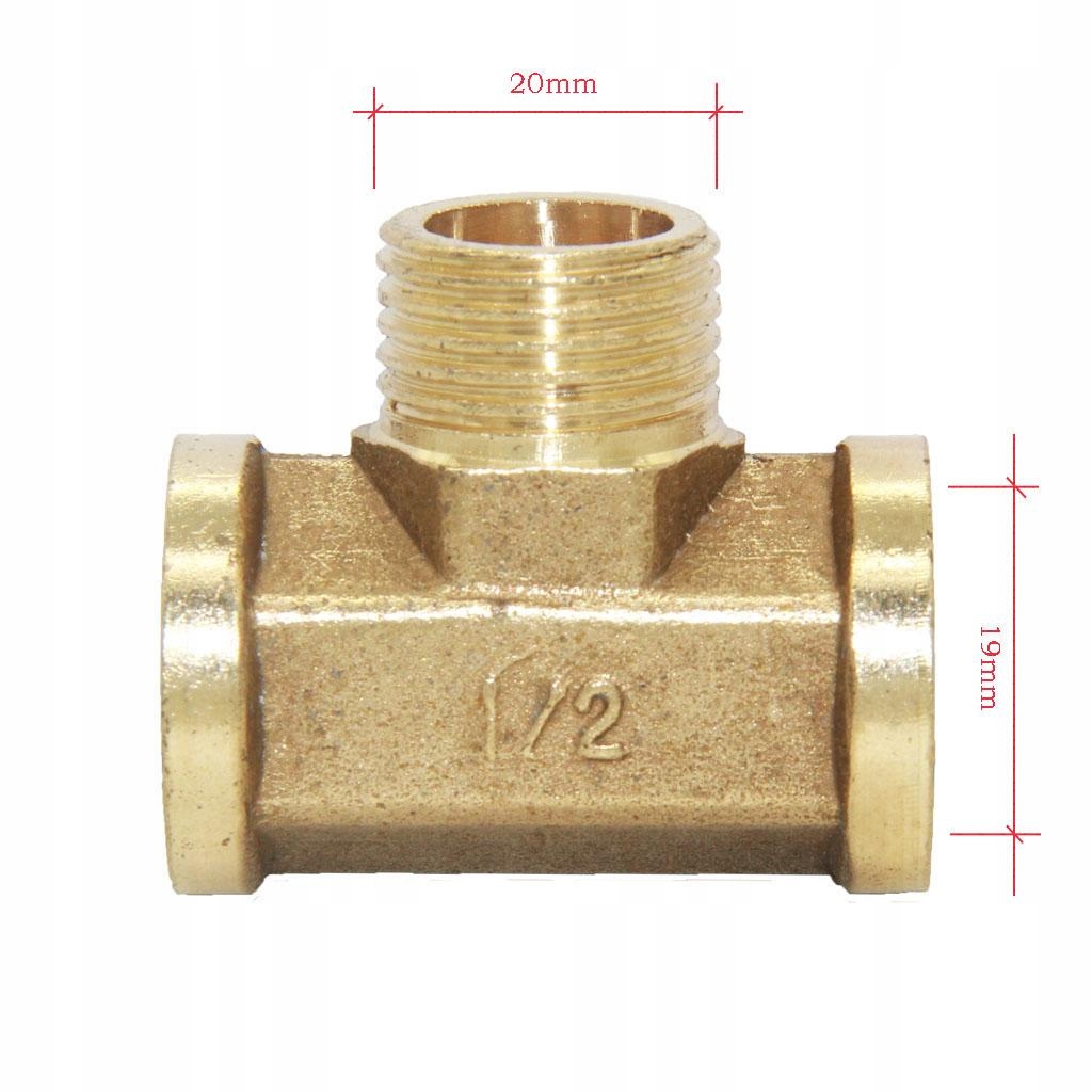 1/ Brass Pipe 3 Way Thread Fitting #4 F-M-F Kolor antracyt