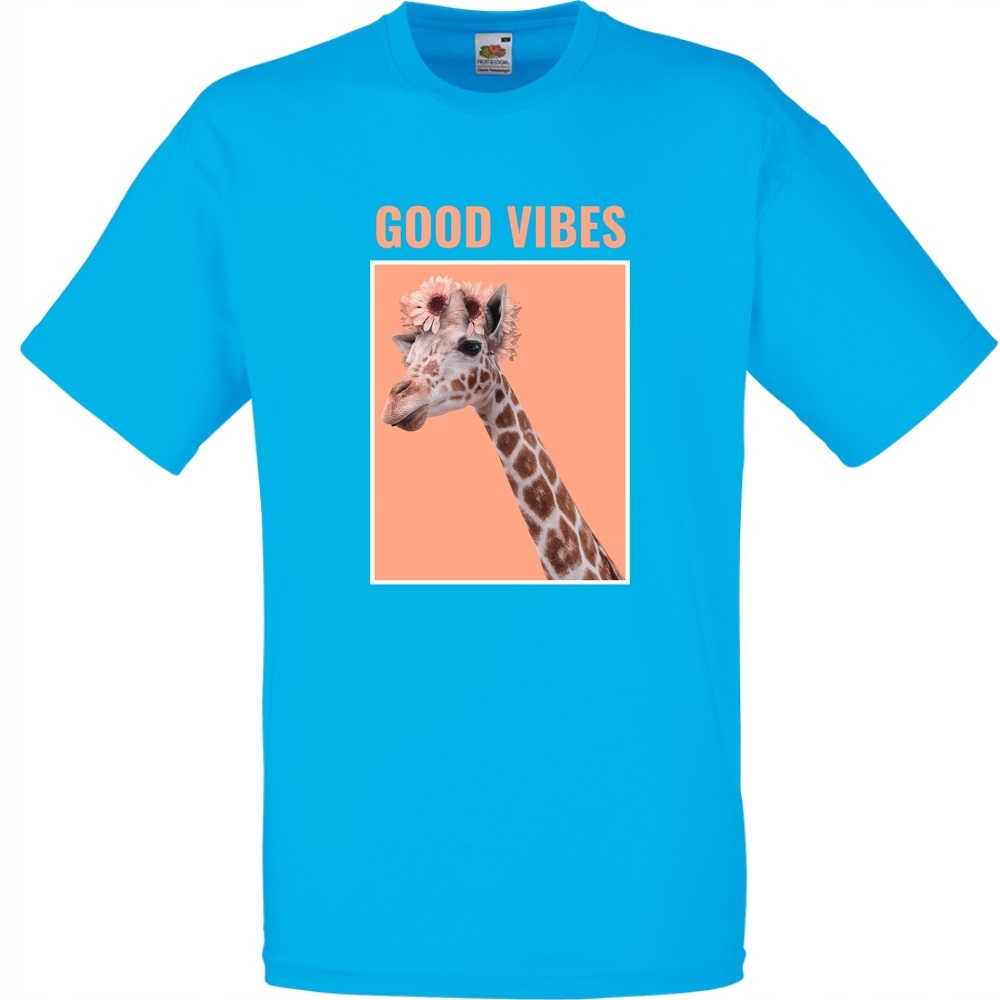 

Koszulka good vibes żyrafa kwiaty M lazurowa