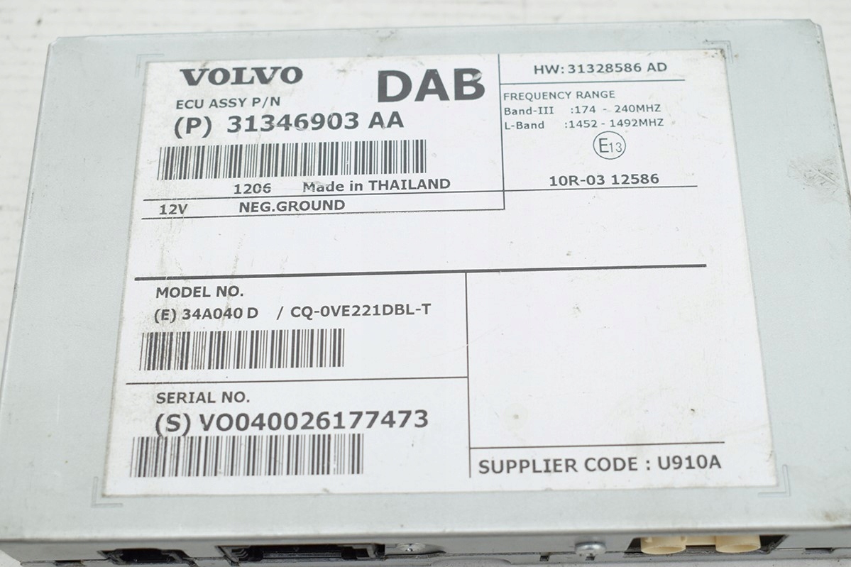 TUNER RADIOWY VOLVO 31346903 AA Car type Passenger cars