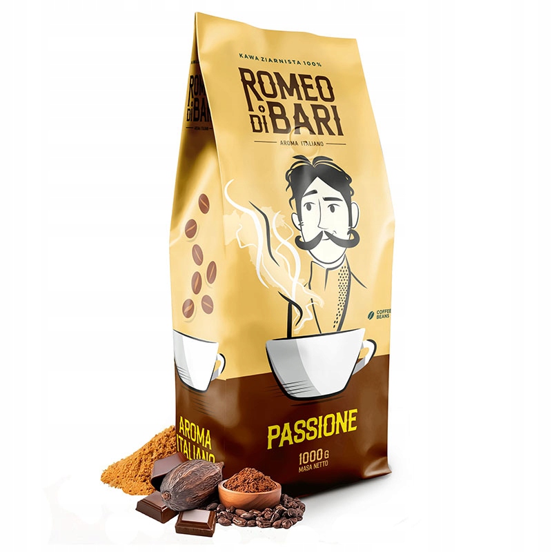 Levně Káva zrnková Romeo Di Bari Passione pražená v Polsku káva 1 kg