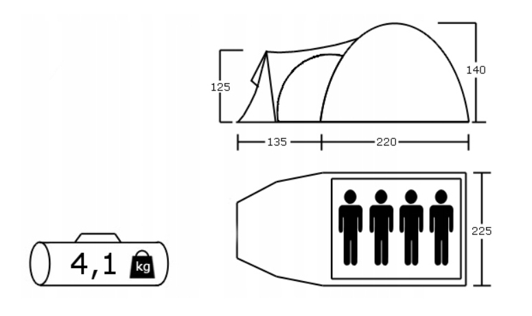 NAMIOT TURYSTYCZNY CAMPING 4 OSOBOWY+ GRATISY! PRO Kod producenta Monsun 4 Pro